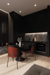 Living room in a modern style in dark colors photo