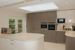 Kitchen with beige walls design photo