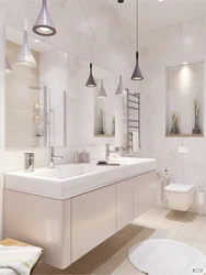 Photos of bright bathrooms and toilets