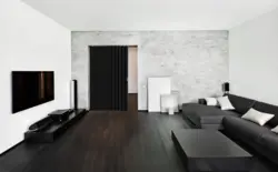 Wenge furniture and bleached oak in the living room interior