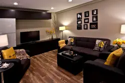 Wenge Furniture And Bleached Oak In The Living Room Interior
