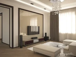 Wenge furniture and bleached oak in the living room interior