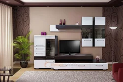 Wenge furniture and bleached oak in the living room interior