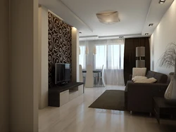 Qonaq otağının interyerində wenge mebeli və ağardılmış palıd ağacı