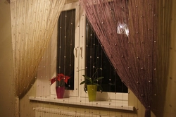 Thread curtains in the kitchen real photos