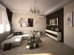 Living room interior dark floor light walls