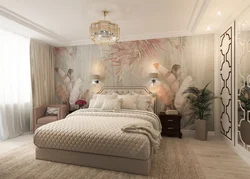 Light wallpaper for the bedroom interior photo design