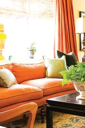 Red living room interior