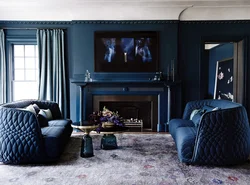 Living room design in blue photo