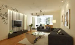 Wall design in the living room with wallpaper modern photo