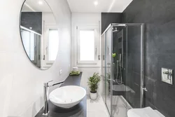 Design of a small bath with shower tile photo