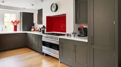 Dark gray walls in the kitchen interior