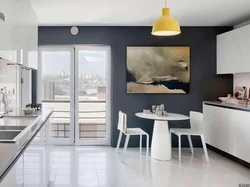 Dark gray walls in the kitchen interior