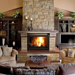 Photo of stoves and fireplaces in the living room interior photo
