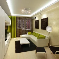 Rectangular living room bedroom interior