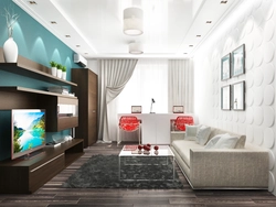 Rectangular living room bedroom interior