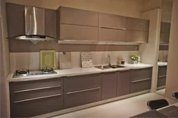 Kitchen in the color of coffee with milk design photo