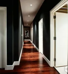 Hallway design in black colors