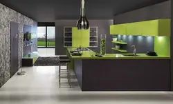 Green kitchens in the interior of a small kitchen