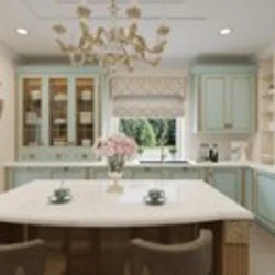 Photo of a kitchen with a window in light colors