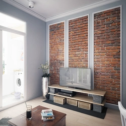 Decorative brick for interior decoration in the living room interior