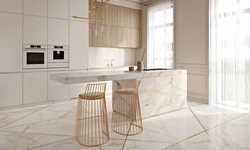 Porcelain tiles in the kitchen interior