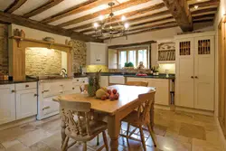 All about the interior of a kitchen in a country house