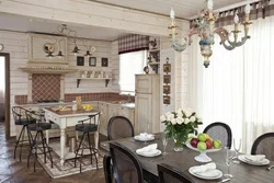 All about the interior of a kitchen in a country house