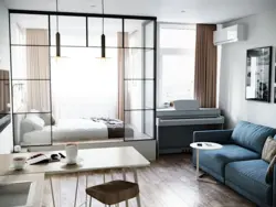 Zone a one-room apartment into a bedroom and living room photo