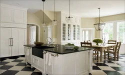 Kitchen Design With Black And White Floor