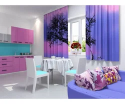 What colors goes with purple in the kitchen interior