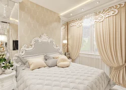 Classic style bedroom design with white furniture