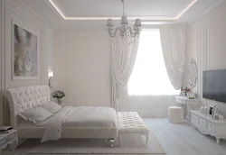 Classic style bedroom design with white furniture