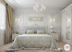 Classic style bedroom design with white furniture