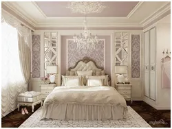 Classic style bedroom design with white furniture