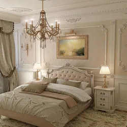 Classic style bedroom design with white furniture