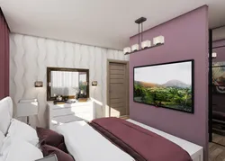 Bedroom Interior With Bed And Tv