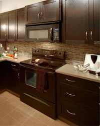 Brown countertop in the kitchen interior