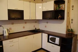 Brown countertop in the kitchen interior