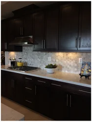 Brown countertop in the kitchen interior