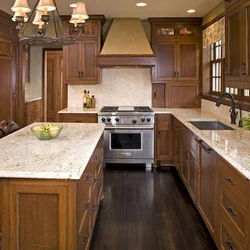 Brown countertop in the kitchen interior