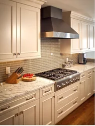 Brown countertop in the kitchen interior