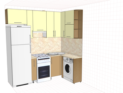 Mətbəx dizaynı 6 kvadrat metr soyuducu və paltaryuyan