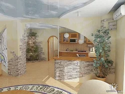 Kitchen living room design stone