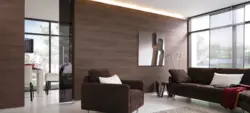 Laminate wall decoration in the living room interior