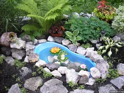 Pond at the dacha with your own from the bath photo