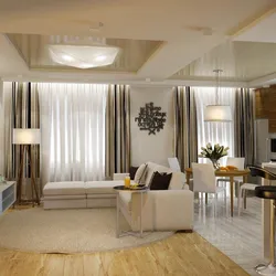 Kitchen living room interior with 2 windows