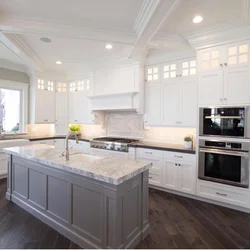 Kitchen design with marble floor photo