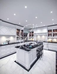 Kitchen design with marble floor photo