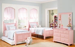 Bedroom interior photo in pink tones photo